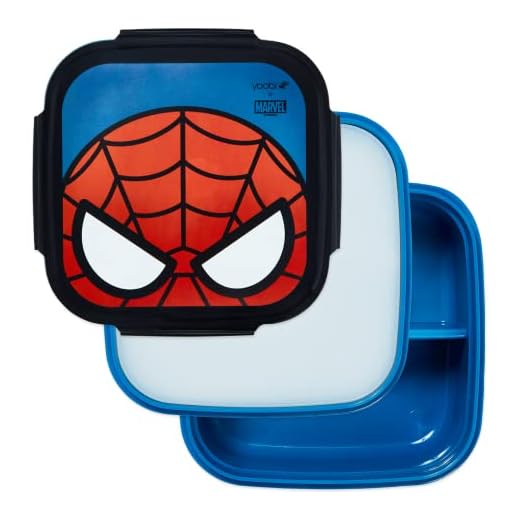 Yoobi x Marvel Spider-Man Bento Box and Ice Pack - 3 Compartment Lunch Box, Dishwasher & Microwave Safe Food & Snack Container for Kids & Adults - BPA & PVC Free, Leakproof