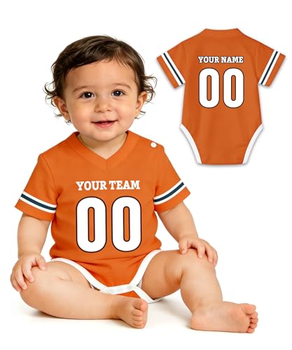 Xiuyours Custom Baby Clothes Jersey with Name Number Personalized Football Onesies for Infant Toddler Customized Newborn Gift, S3