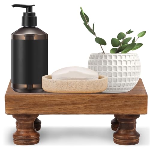 UKQRRTC Wooden Riser, Decorative Wood Pedestal Stand, Wooden Riser Tray, Wood Pedestal Display Stand for Plants, Aromatherapy, Candles, Small Ornaments (Log Color)