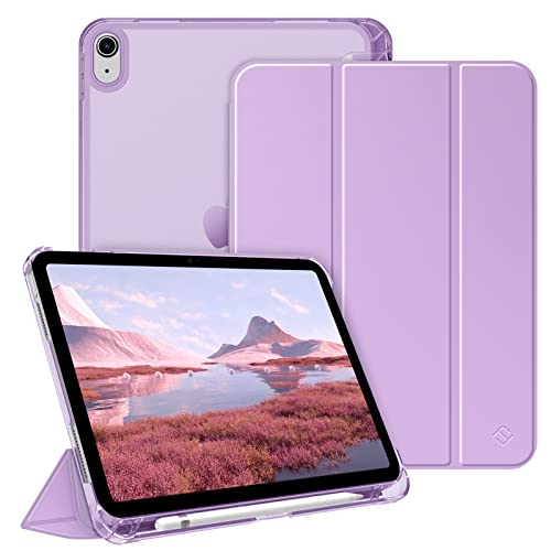 FINTIE Coque pour iPad (A16) 11ème Génération 11 Pouces 2025, iPad 10ème Génération 10.9 Pouces 2022 - [Rangement de Stylet] Coque Rigide Transparente Givrée, Housse Légère Fine, Mauve