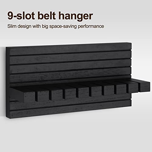 Ugzoo Belt Organizer For Closet, Belt Hanger Wall Mounts To Hold 9 Belts Without Slipping, Space Saving Belt Rack For Closet Organization Includes Mounting Hardware (11.8” X 5.5” X 2.5”) (Black) #TOP2
