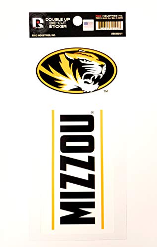 Rico Industries NCAA Missouri Tigers Double Up Die Cut 2-Piece Sticker Sheet