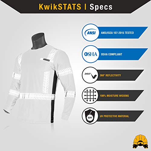KwikSafety (Charlotte, NC) RENAISSANCE MAN Long Sleeve (w/POCKET) Class 3 ANSI High Visibility Safety Shirt Fishbone Reflective Tape Construction Security Hi Vis Clothing Men | Yellow Medium