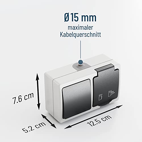 Steckdosen-Lichtschalter Greate Aufputz Schalter und Steckdose IP44
