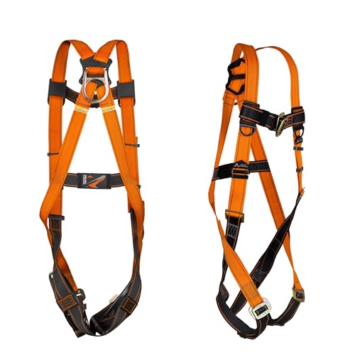 Malta Dynamics Warthog Safety Harness Fall Protection, Pass-Thru Leg Buckles, Full Body Harness - OSHA/ANSI Compliant (Large-XLarge)