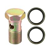 VekAuto Single Banjo Bolt Kit, M18x1.5 Length 44mm Metric Thread Turbo Brake Line Fitting Adapter Universal for Car Durable Metal Bronze Tone W/Washer Spacer