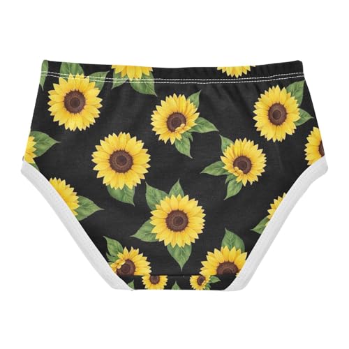 Yellow Sunflower Black Toddler Underwear, Panties for Girls, 2T–8 Years2