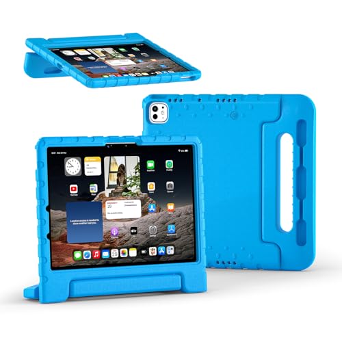 Bolete Kids Case for iPad Pro 11 inch 2024 M4 (Model: A2836/A2837/A3006),with Pencil Holder,Shockproof Foldable Handle Protective Case for iPad Pro 11" 2024 5th Gen, Blue by bolete - Used condition - US$9.46