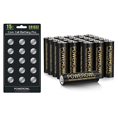 Powerowl High-Capacity Alkaline Aaa Batteries 24 Pack & Cr1632 15 Pcs #TOP19
