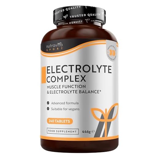Complexe d'électrolytes - Comprimés de haute résistance avec magnésium, potassium et calcium ajoutés - Fonction musculaire et équilibre électrolytique - 240 comprimés Végan - Par Nutravita