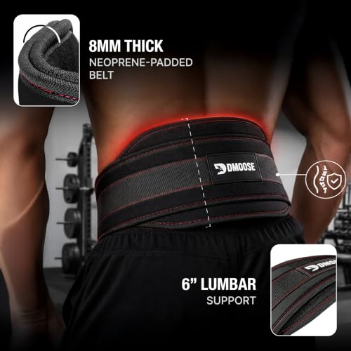 DMoose Fitness Dip Belt for Weight Lifting, Pullup, Squats & Dips - 36" Robust Steel Chain, Comfortable Neoprene Padding Supports 350lbs - Gym Weight Belt for Strength Training Workout & Weightlifting