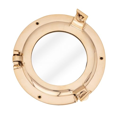 NKlaus 14948 Miroir hublot en laiton 14,5 cm Style nautique Décoration antique