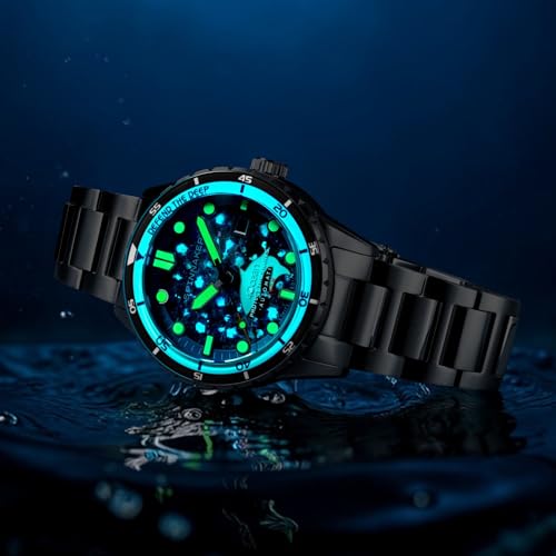 Spinnaker HASS SP-5172 Montre automatique pour homme 43 mm édition limitée avec bracelet en acier inoxydable massif, Sharks – vue 5