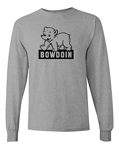 Bowdoin College Classic Polar Bear Unisex Long Sleeve T-Shirt (Sport Grey, 2X-Large) - Bowdoin Polar Bears Apparel
