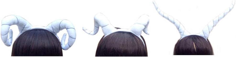 Ram Horns Headband - Goat Horns Headband - Antelope Horns Headband Handmade Plush for Christmas Halloween Easter (White)