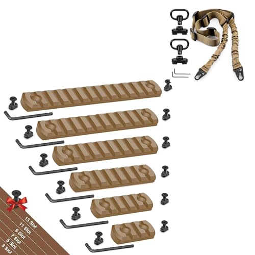 Bontok 3 5 7 9 11 13 Slots Single Picatinny Aluminum Accessory Rail Set and Two Point Traditional Sling Set