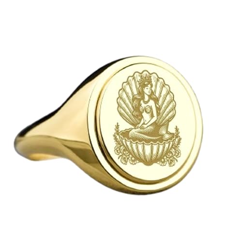 Bague créature marine mythique argent sterling 925 chevalière ovale or