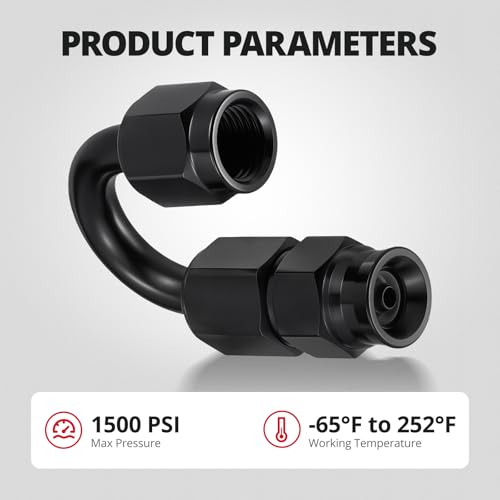 Image of EVIL ENERGY 3AN PTFE Hose End Fitting 180 Degree Black for PTFE Hose Only 4PCS