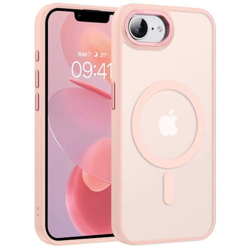 GUAGUA Funda Magnética para iPhone 16e, Case for iPhone 16e Carcasa Protectora Antigolpes Translúcida Mate Trasera Fina Robusta TPU PC Anti-Amarilleo, Rosa