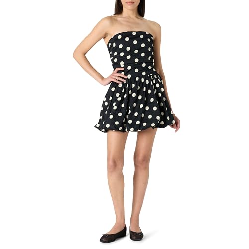 The Drop Women’s Rhett Strapless Mini Dress, Black/Whisper White Polka