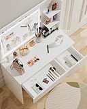 ZenkiHome Dressing Table with Mirror and Adjustable LED Lights, 80cm Wide Vanity Desk with 4 Drawers, White - Image 3