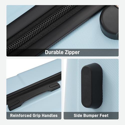 Image of 6 Pcs ABS Hardshell Luggage Sets Spinner Wheel Suitcase Lock Suitcases Light Blue