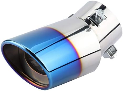 Car Exhaust Pipe Chrome Blue Stainless Steel Universal Car Curved Exhaust Pipe Rear Muffler Tip Tail Throat Exhaust Tail Pipe