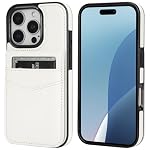 KIHUWEY for iPhone 16 Pro Wallet Case Card Holder Kickstand, White - Image 3