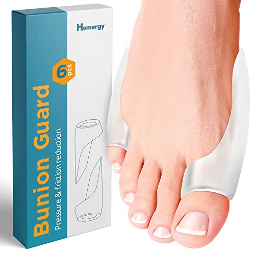Homergy Bunion Protector Guard - Bunion Pads, Bunion Cushion For Bunion Pain Relief - Gel Toe Guards For 2 Pinky Toe And For 4 Big Toe - 6 Pack #TOP8