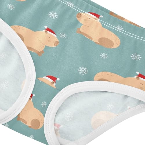 Wusikd Capybara Red Hat Girls' Underwear Cotton Snowflakes Girls Briefs Soft Toddler Underwear 5T4