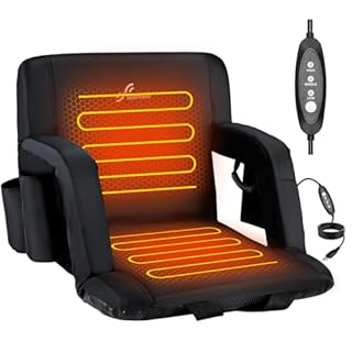 Sportneer Heated Stadium Seat, 3 Heated Modes Stadium Seats with Backs Support & Armrest, Bleacher Chair with 6 Reclinng Positions Stadium Chair for Bleachers Sports Events Parks Concerts Outdoors