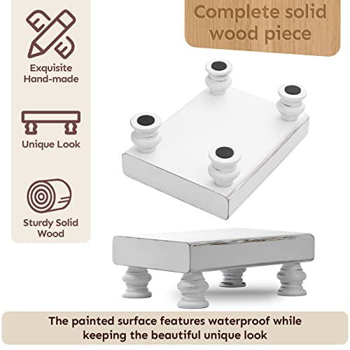 Fangsun Wood Risers For Display, Farmhouse Wood Pedestal Stand For Decor, Rustic Wooden Riser For Kitchen & Bathroom Counter Decor, Home Decorations, Display Tray For Soap, Sink Decor, Plant, White #TOP4