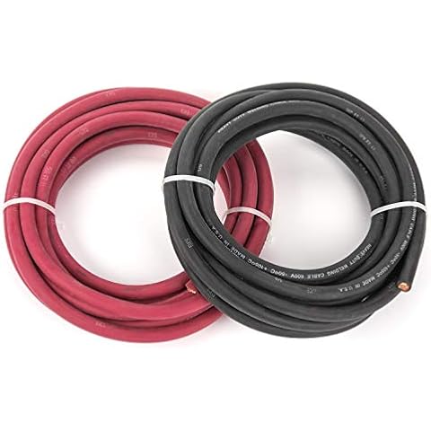 EWCS 1/0 Gauge Premium Extra Flexible Welding Cable 600 Volt Combo Pack - Black+Red 15 Feet of Each - Made in The USA Cover