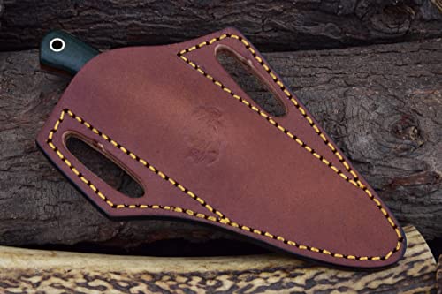 Knives Ranch Handmade Damascus Steel Slim Tanto Knife With Kale Green Burlap Micarta Handle Fine Quality 45 Degree Sheath Snug Fit (3184-Kale) #TOP7