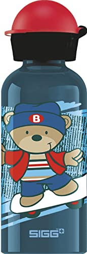 SIGG Skate Cantimplora infantil (0.4 L), botella para niños sin sustancias nocivas y con tapa hermética, cantimplora ligera de aluminio