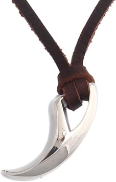 TQWSVUM Wolf Tooth Necklace - Men Women Viking Wolf Tooth Pendant Adjustable Leather Rope Necklace - Nordic Stainless Steel Tribal Wolf Tooth Animal Pagan Amulet Jewelry, Metal