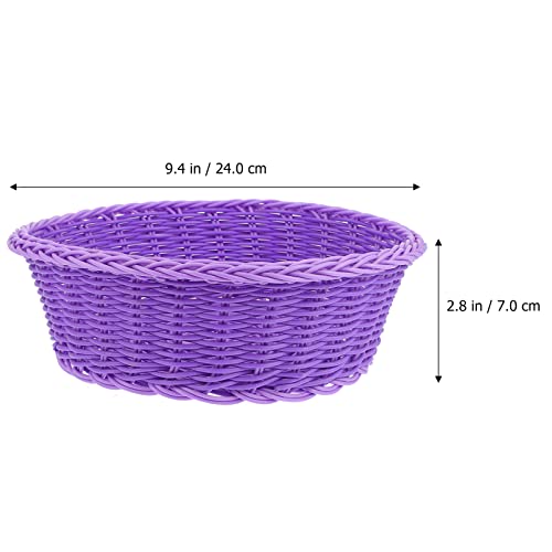 Garneck Food Serving Tray Purple Plastic Basket Rattan Storage Basket Willow Basket Produce Bread Basket Round Farmers Market Basket #TOP5