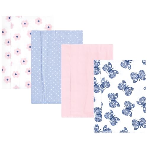 Image of Hudson Baby Unisex Baby Cotton Flannel Burp Cloths 4-Pack, Beautiful Butterfly, One Size