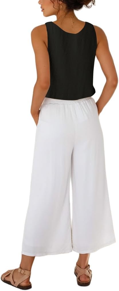 Womens Tank Tops Casual Summer Loose Sleeveless V Neck Crop Tops Lightweight Camis Shirts