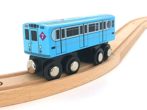 Munipals Wooden MP01-11BB NYC MTA Subway 7 Train Car World's Fair Express Bluebird R33WF