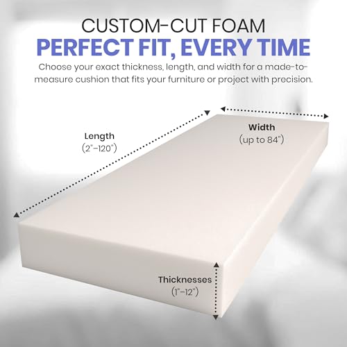 image for Coaseb Custom Polyurethane Upholstery Foam Cut to Size – Couch Cushi