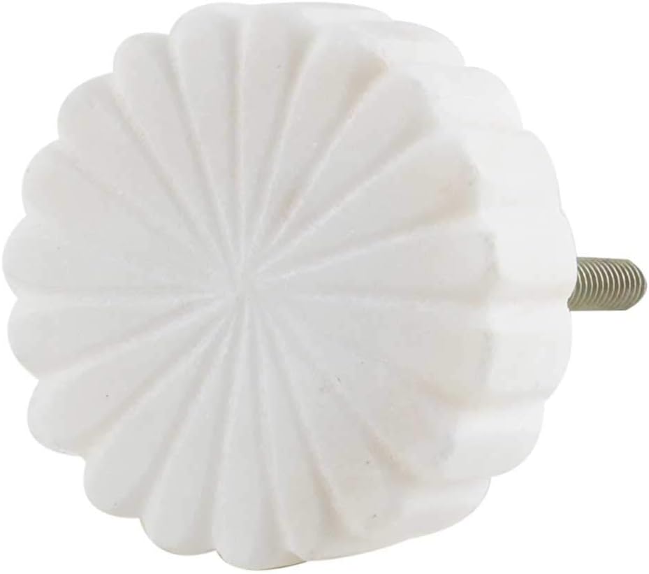 Indian Shelf 2 Packs White Round Luxury Marble Drawer Knobs for Kitchen Cabinet Hardware Decorative Stone Dresser Pulls Cupboard Door Handle Unique