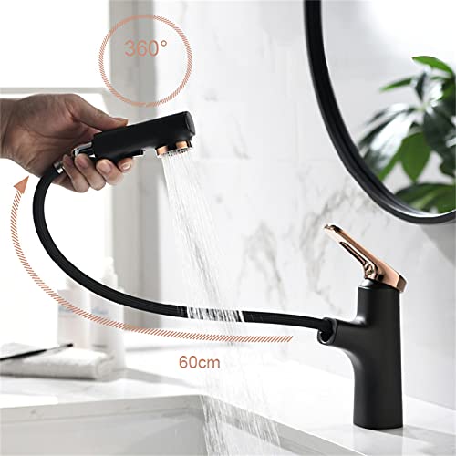 Grifo de lavabo extraíble dorado de tres funciones para cocina 4