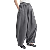 [MilaCorinna] レディース カジュアルパンツ ハーレム ワイドパンツ ストレートパンツ 薄手 純綿 大きいサイズ かわいい 無地 シンプル トレンド おしゃれ おしゃれ 快適 通気性 肌に優しい 大人 普段着 伸縮性 春夏秋冬