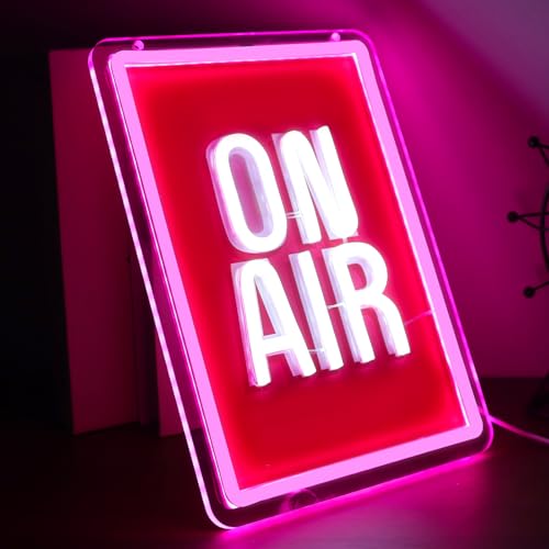 Image of ON AIR Neon Light Recording Neon Signs Wall Decor for Podcast Setup,Broadcasting Room,Radio Station,Home Studio, Gift Art for Friends,Podcaster 11.2 x 7.87 IN-USB Powered-Acrylic