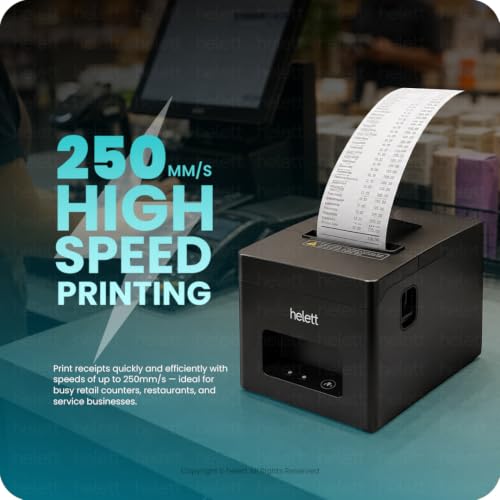 Image of Helett BillQuick Neo Bluetooth USB POS Autocut Thermal Receipt Printer 80mm(3 Inch)Compatible with Windows(PC & Laptop)| 250mm /s High-Speed Printing | Cash Drawer Support | 203 DPI | 1-Year Warranty