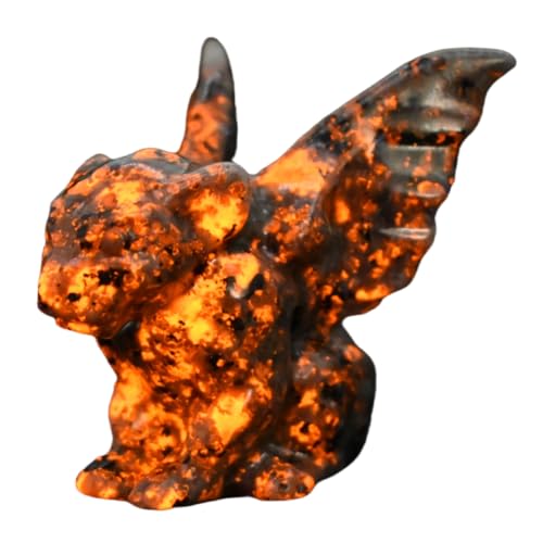 Mentengems 1.88" Yooperlite Gargoyle Statue Hand Carved Gargoyle Skull Figurine Healing Crystal Gargoyle Sculpture (Yooperlite) MT-YPSXG