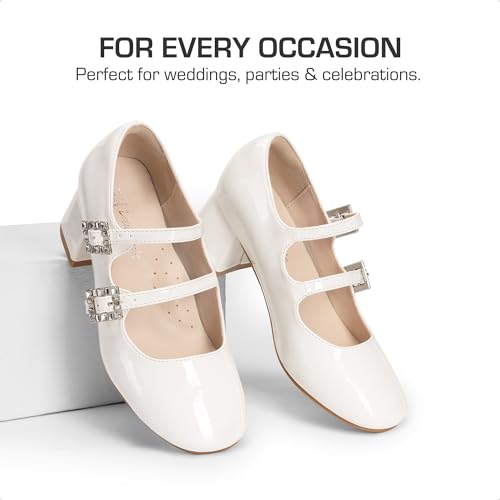 DREAM PAIRS Girls Dress Shoes Mary Jane Double Straps High Heel Easter Wedding Party Church Princess Communion Pumps for Little/Big Kids,Size 13 Little Kid,White,KKUMPU2503 - image 7