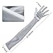 Lansian Long Opera Party Gloves for Women 1920s 20s Satin Gloves Costumes Elbow Length Bridal Evening Dress, 21.6 inches (Silver)