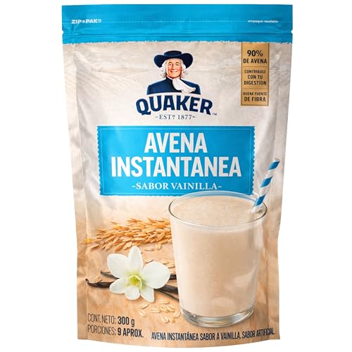 Avena Instantánea Sabor Vainilla 300 g - Avena Molida Quaker Lista en Segundos, Ideal para Desayunos, Batidos y Recetas - Pack Laborawi (1 x 300g)